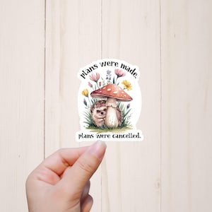 Anxiety Sticker, Introvert Gift, Plans Were Made, Cute Hedgehog, Laptop Stickers