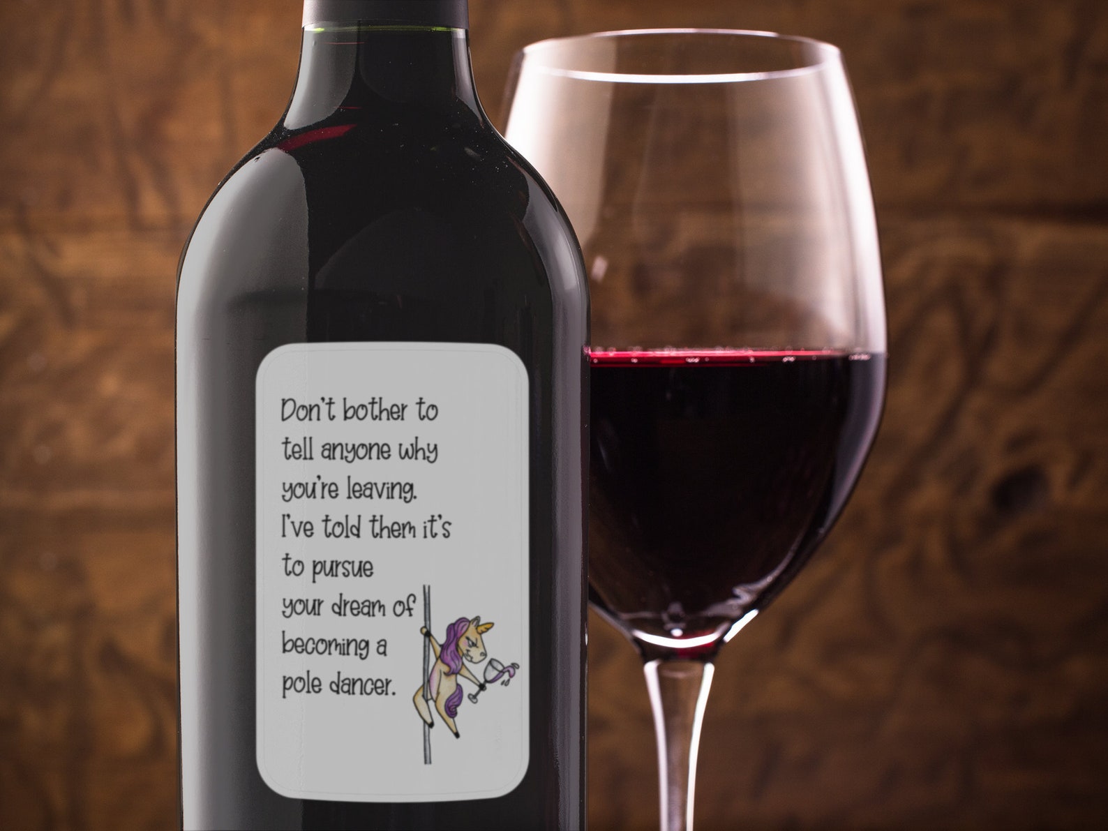 Coworker Leaving Gift Funny Wine Bottle Labels New Job Gift Etsy