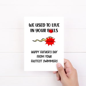 Fathers Day Card From Kids, Funny Father's Day, WE Used to Live in Your Balls, Twins Father's Day, Mature Adult Humor, Funny Cards