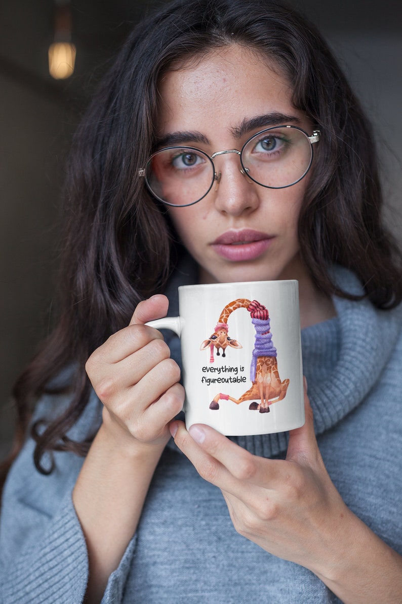 Todo es figurable, taza de jirafa, regalo de alegría, aumento de confianza para Bestie, lindas tazas de café imagen 5