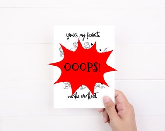 Naughty Cards, You're My Favorite Cardio, Funny Cards, Anniversary Card, Valentine Card For Him Or Her, Mature Adult Humor