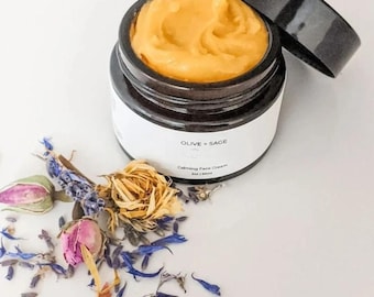 Bio-Gesichtscreme für empfindliche Haut | Beruhigende Feuchtigkeitscreme für zu Rötungen neigende Haut | Wasserloser Gesichtsbalsam