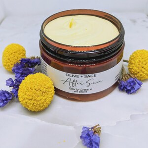 after sun body cream with botanical oils for hydrating and soothing dry skin