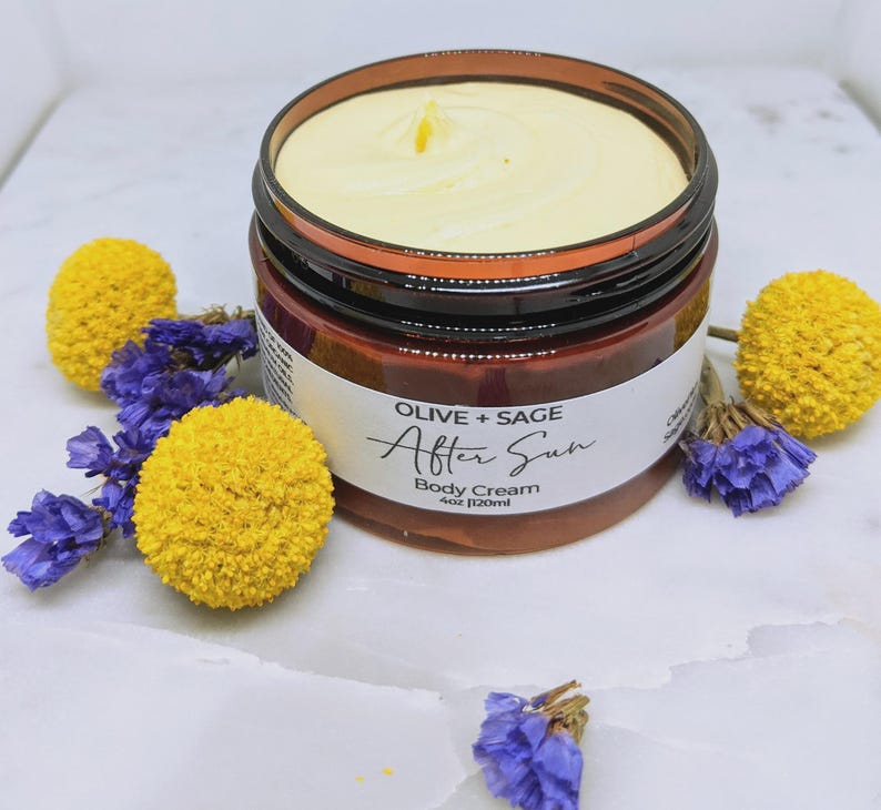 after sun body cream with botanical oils for hydrating and soothing dry skin