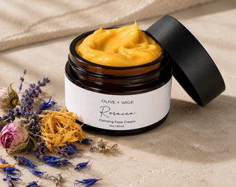 Organic Face Cream for Sensitive Skin | Calming Moisturizer for Redness Prone Skin | Waterless Face Balm