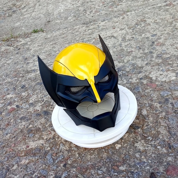 Wolverine Inspired Battle Cowl Helmet Ver1 Wearable Prop with LED Eyes Superhero Mask for Comic Con Halloween, LARP Costume Gift