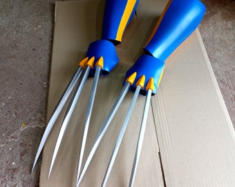 Wolverine Claws Gauntlets Forearm for Cosplay Yellow/Blue
