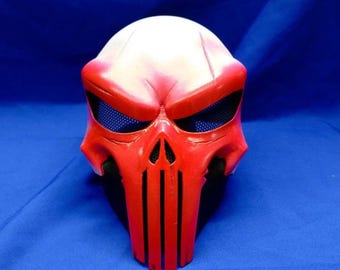 Bloody Punisher Mask – Hand-Painted Superhero Face Mask for Cosplay, Halloween, Comic Con, Display | Custom Fit