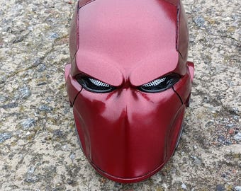 Red Hood Inspired Helmet with LEDs – Cosplay Prop, Light-Up Mask, Comic Style Collectible