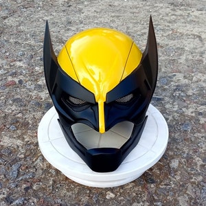 Wolverine Inspired Battle Cowl Helmet Hand Painted Wearable Prop with LED Eyes Superhero Mask for Comic Con Halloween, LARP Costume Gift