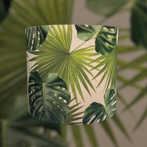 Monstera Lampshade, Leaf Print, Botanical, Palm, Jungle, Tropical, Green and White Lamp Shade, Gift Home Interior, Decor, Swiss Cheese Plant