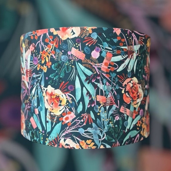 Sunshine Soul Sunbloom Soiree Midnight Botanical Lampshade or Ceiling Pendant, Teal, Leaf, Plant, Tropical, Jungle, Shade, Home Decor, Gift