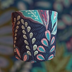 Botanical Leaves Lampshade, Plant Floral Blue Turquoise Leaf Print, Tropical, Matte Fabric Lamp Shade, Home Decor Gift