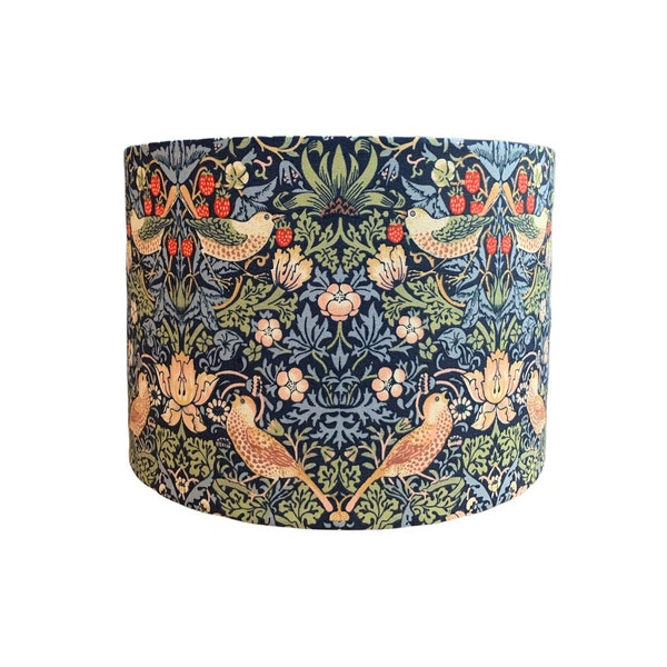 Abat-jour William Morris, fleurs florales, voleur de fraises, botanique, tropical, jungle, bleu, vert, abat-jour en tissu, 20, 30 cm, cadeau