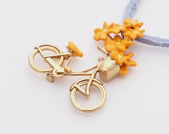 A Ride in the Countryside, Pendant featuring Orange Flowers on a Bike