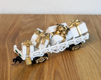 Presents for All N-scale Train Car (white), Rolling Stock, North Pole Railway, Christmas Train, Christmas Village, w/ Knuckle Couplers