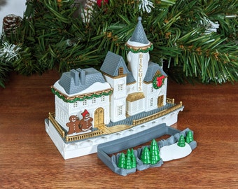 Biscuit Factory Christmas N-scale Train Scenery, Train Track Accessories, LED Tea Light Building, Christmas Village. w/ Christmas decor pack