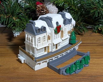 Store Fronts Christmas N-scale Train Scenery, Christmas Village, LED Tea Light Building, Train Track Accessories. w/ Christmas decor pack