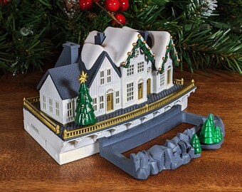 Village Homes Christmas N-scale Train Scenery, Train Track Accessories, LED Tea Light Building, Christmas Village Building, Winter Village.