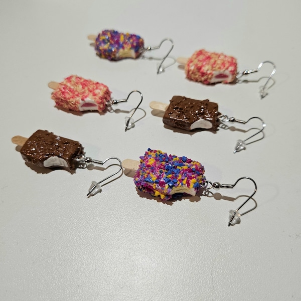 Strawberry Shortcake/Birthday Cake/Chocolate Crunch Ice Cream Earrings (slightly weighted)