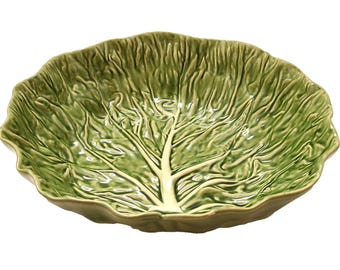 Bordello Pinheiro Large 13" Green Cabbage Leaf Salad Pasta Fruit Serving Bowl