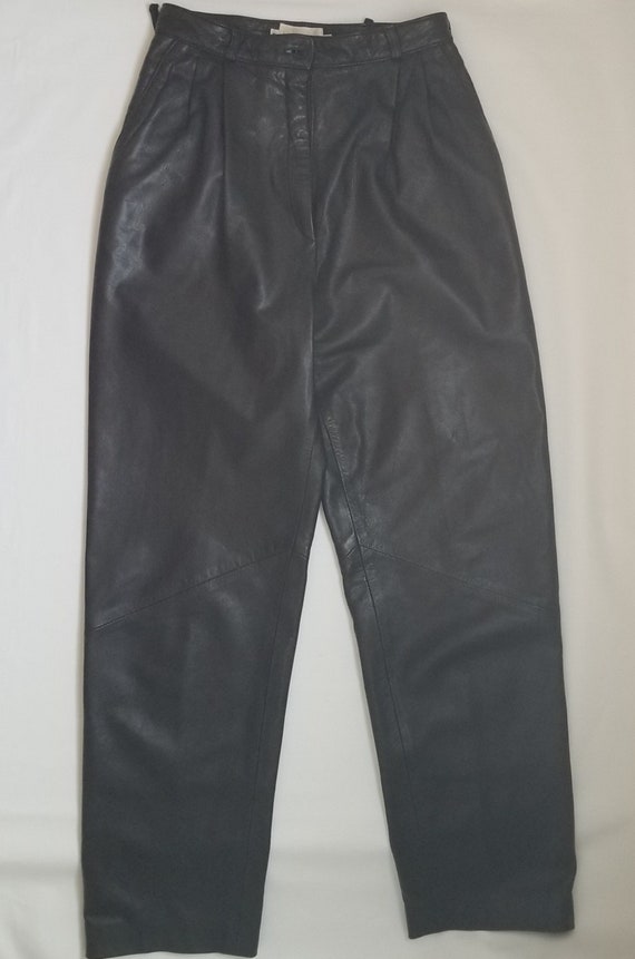 27x29 Vakko Vintage 6 Black Leather High Waisted P