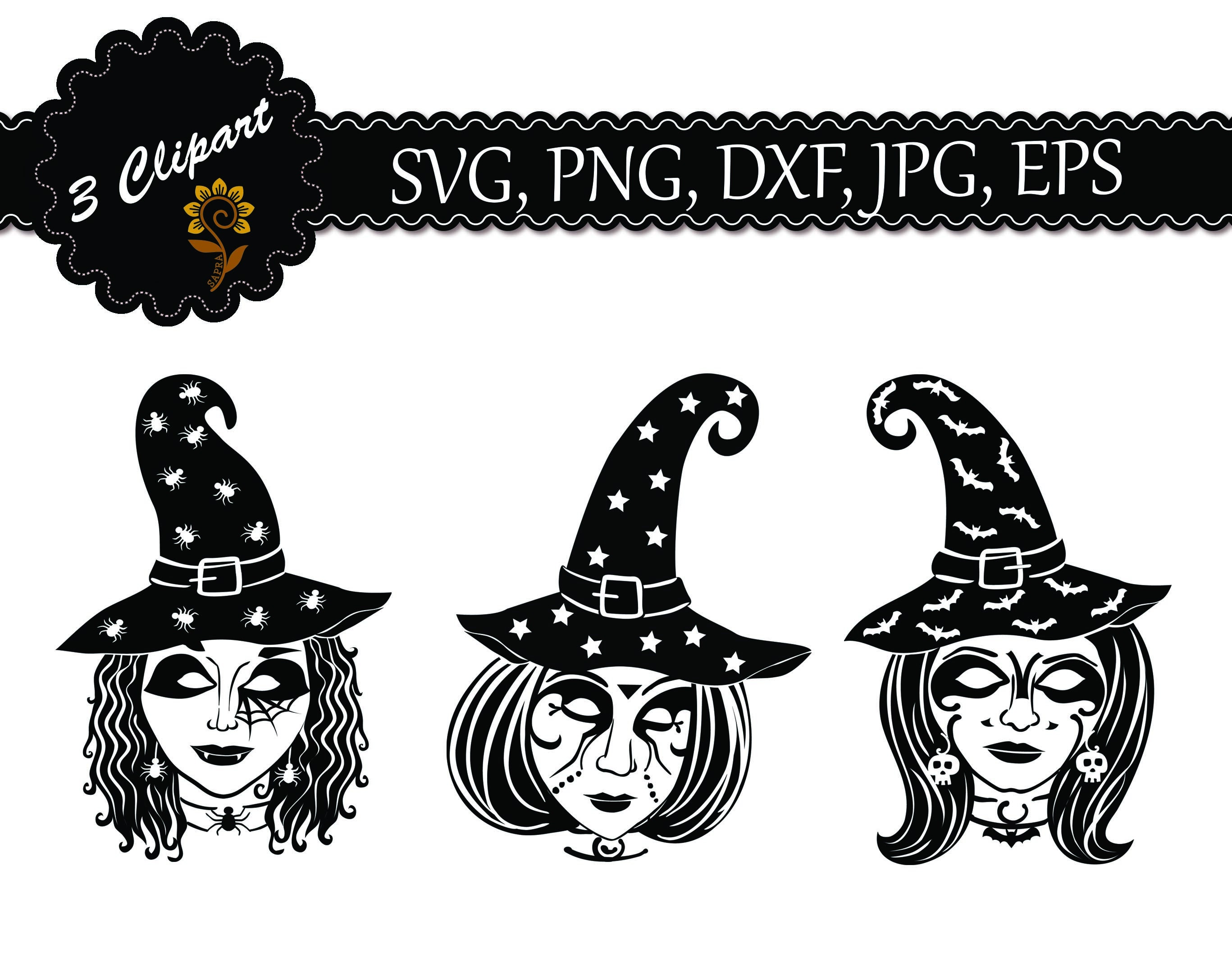 Witch Face Creepy Halloween Clipart