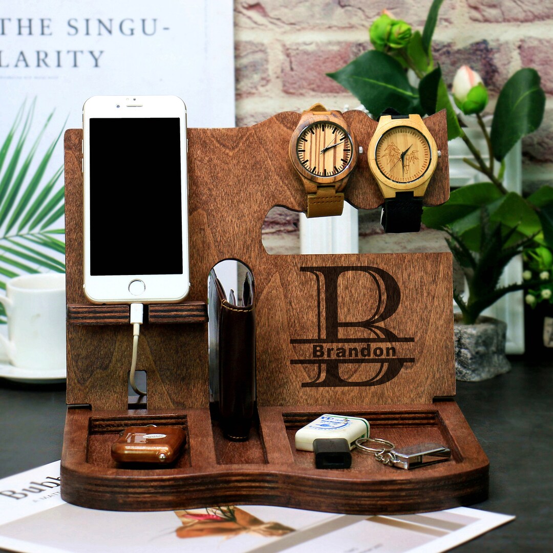 Personalized Docking Station Charging Station Glasses Holder Nightstand