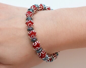 Black & red Hematite bracelet