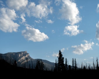 Silhouetted Landscape with a Mountain in the Background, Montana - DIGITAL DOWNLOAD -