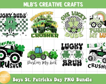 Retro St. Patrick's Day PNG Bundle | Boys Designs (Digital File)