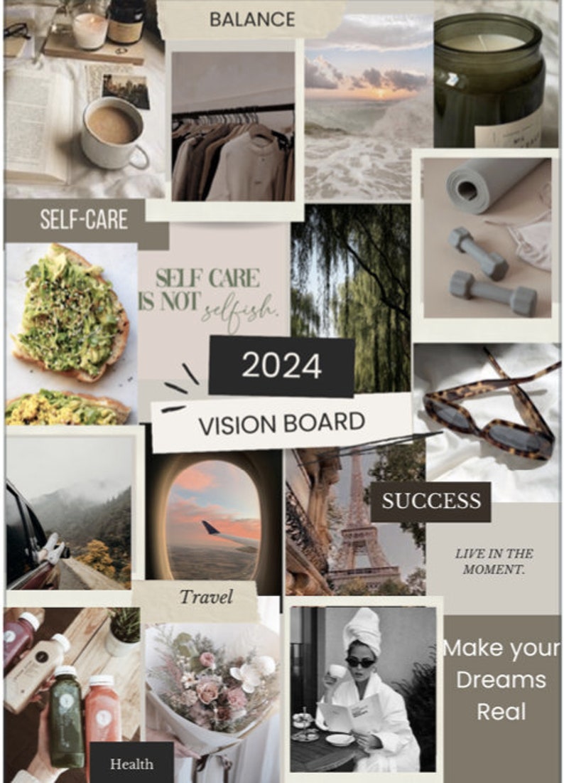 Digital Vision Board 2024 Canva Vision Board, Editable Template 