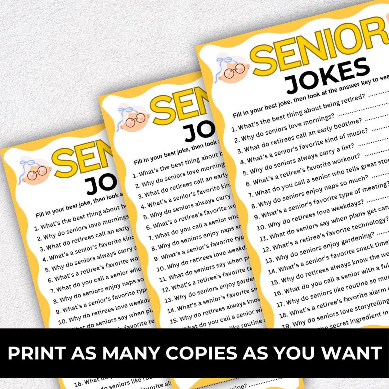 Senior Riddle Printabl Senior Jokes Game, Senior Party Game, Riddles Game, Games for Senior ...