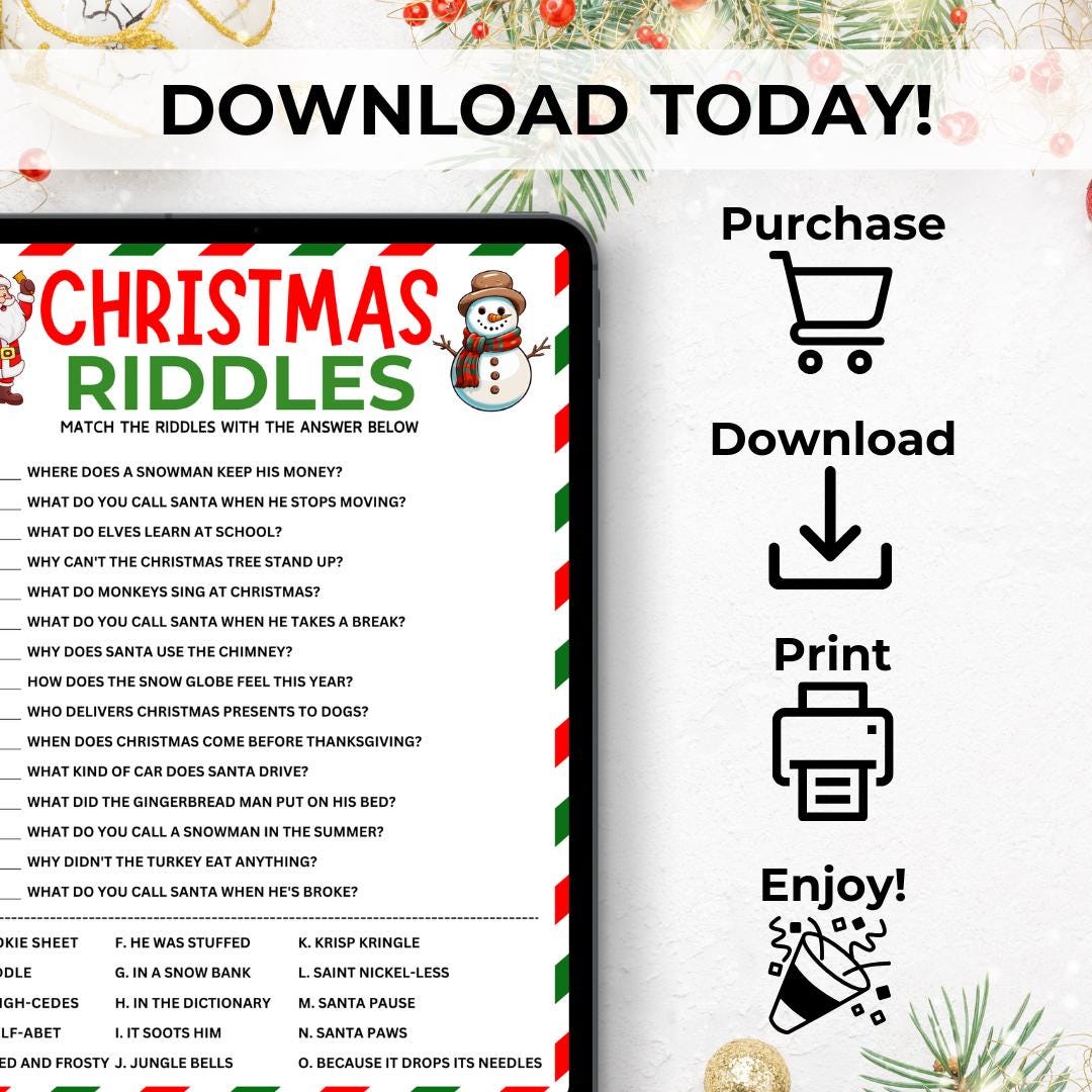 Christmas Riddles Game, Printable Christmas Games, Kids Christmas ...