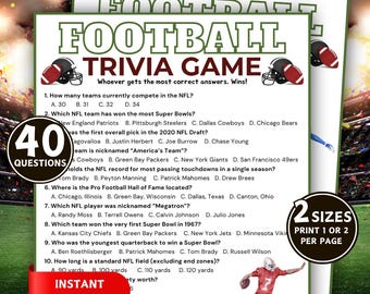Fotbollsquiz, utskrivbart amerikanskt fotbollsspel, fotbollsaktiviteter, fotbollsquiz, fotbollsfestspel för barn, fotbollsfödelsedagsspel