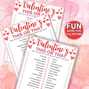 Printable Valentine's Day This or That Game, Would You Rather Questions ...