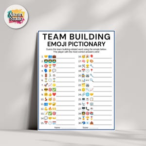 Teambuilding-emojispel, utskrivbara kontorsspel, kontors-emoji-piktionaryspel, teambuildingspel, kollegaspel, arbetsgruppsspel bild 8