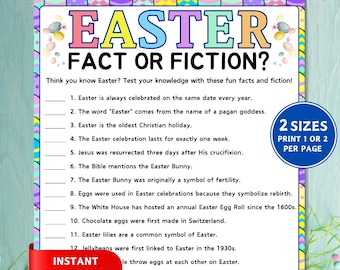 Ostern Fakt oder Fiktion Spiel, Oster Quiz, Oster Quiz, Oster Quiz, Spaß Oster Party Spiel, Familien Osterspiel
