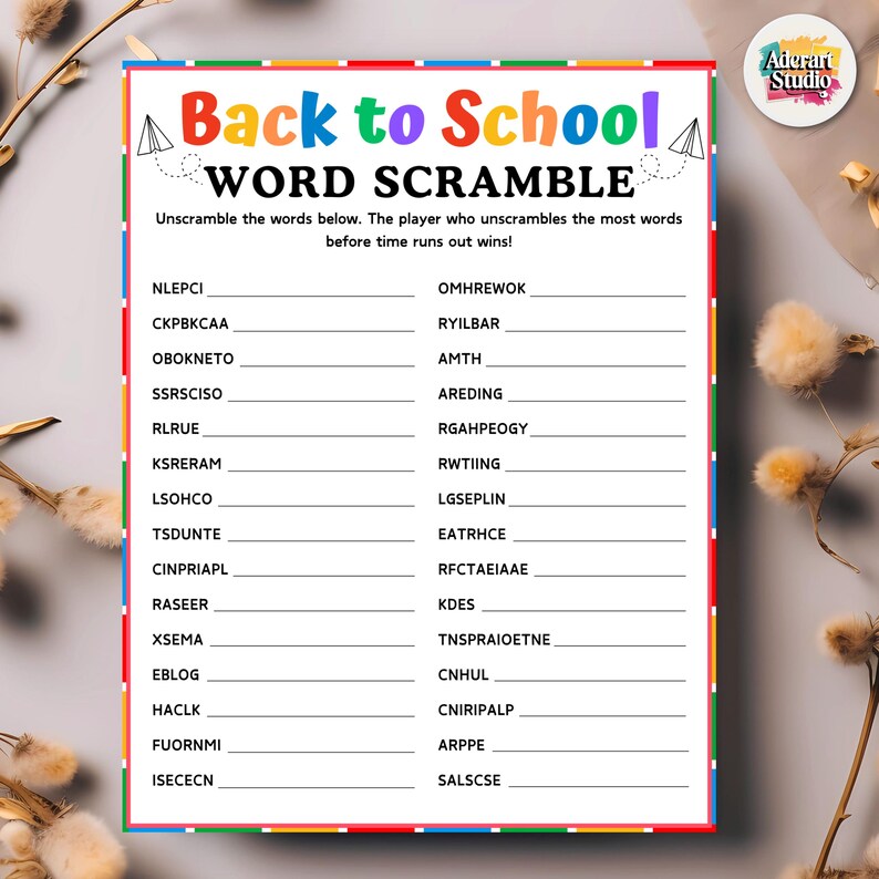 Back to School Word Scramble Game, Printable Back to School Games ...