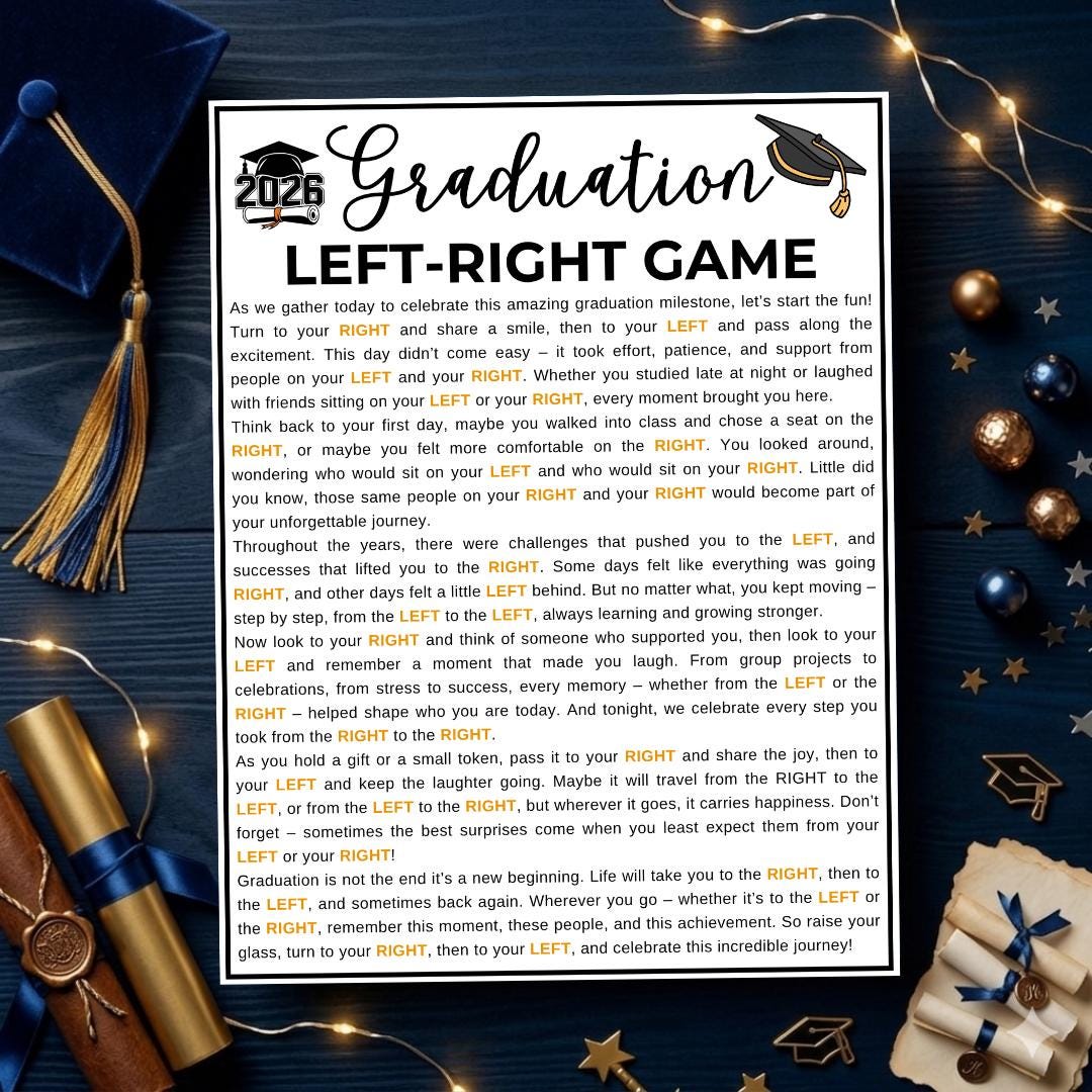 Graduation Left Right Game, Graduation Activity, Grad Party Ice Breaker ...