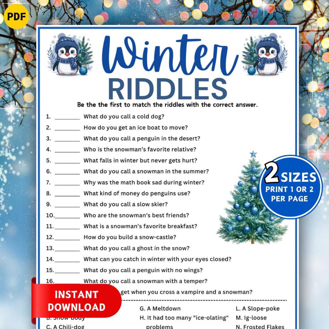 Work Winter Riddle Winter Riddles Game, Holiday Riddle Game, Riddle Me This, Fun Winter ...