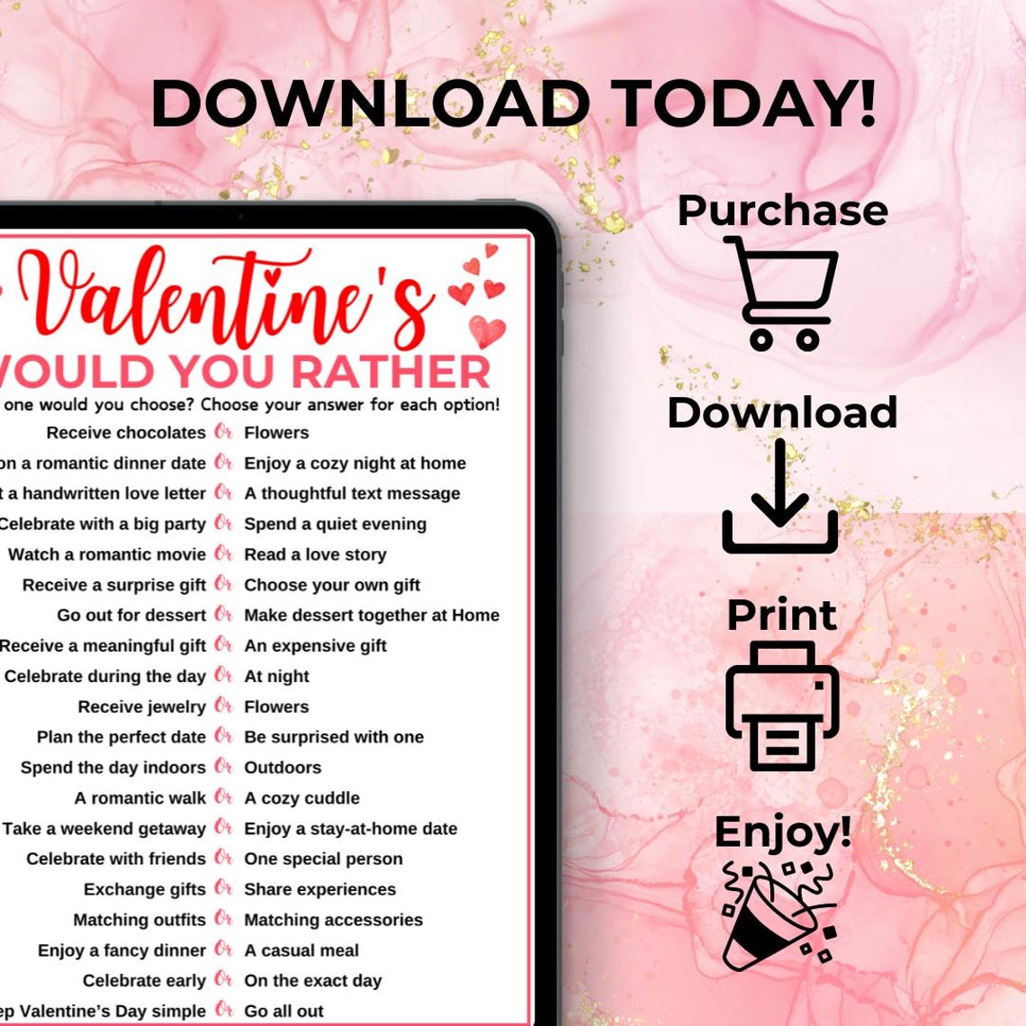 Valentine's Day Would You Rather Game, Printable Valentine's Game ...