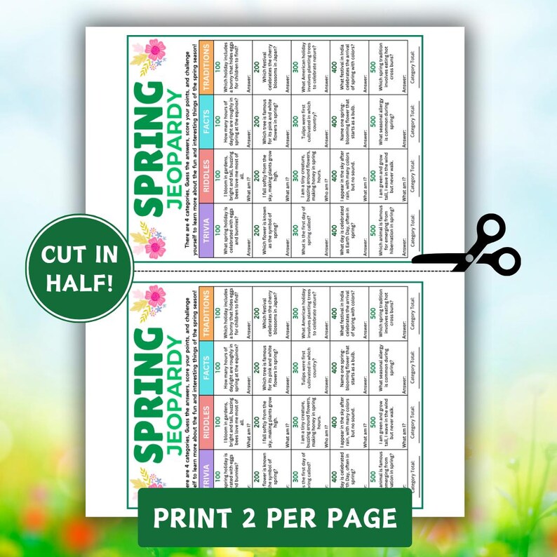Spring Jeopardy Game, Spring Trivia Game, Spring Quiz Game, Spring ...