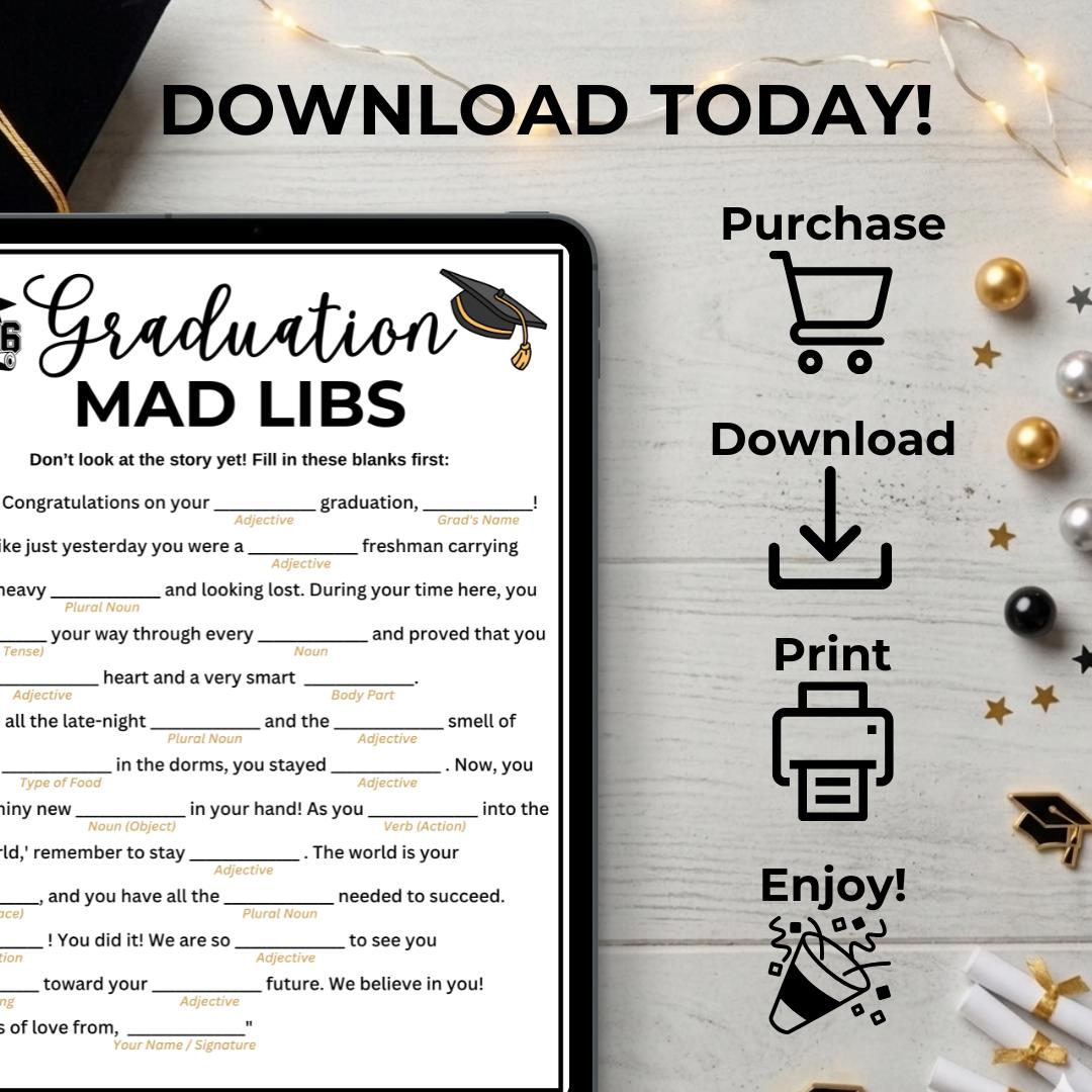 Graduation Mad Libs Game, Printable Graduate Advice Mad Libs Activity ...