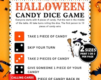 Printable Halloween Candy Dice Game, Pass the Candy Game, Kids Party Games, Halloween Activity for Kids & Teens, Classroom Game, Group Game