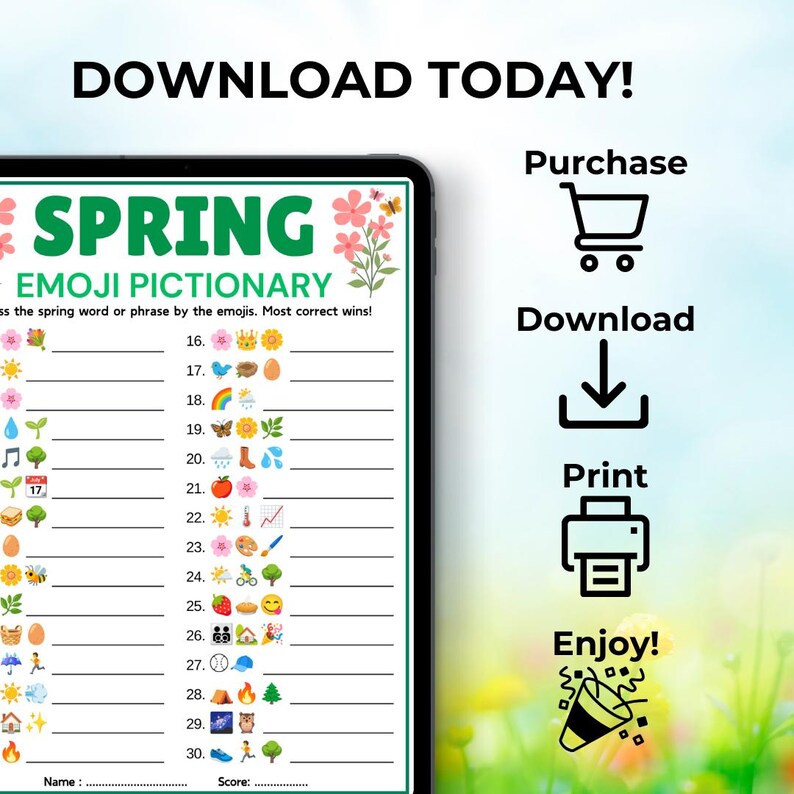 Spring Emoji Riddles Spring Emoji Game, Spring Emoji Pictionary, Spring Trivia Game ...
