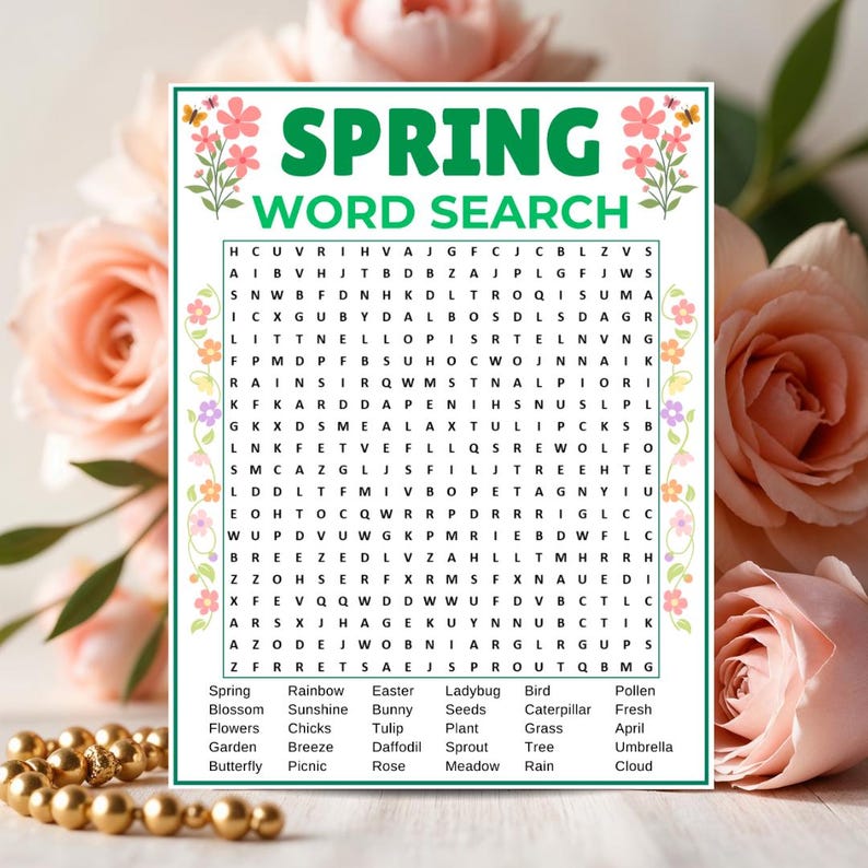 Spring Word Search Game, Printable Spring Games, Spring Party Game ...