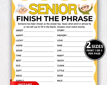 Senioren-Finish-The-Phrase-Spiel, Spiele für Senioren, Senioren-Gedächtnisspiel, Gruppenaktivität für ältere Menschen, Eisbrecher, Denkspiel für Senioren
