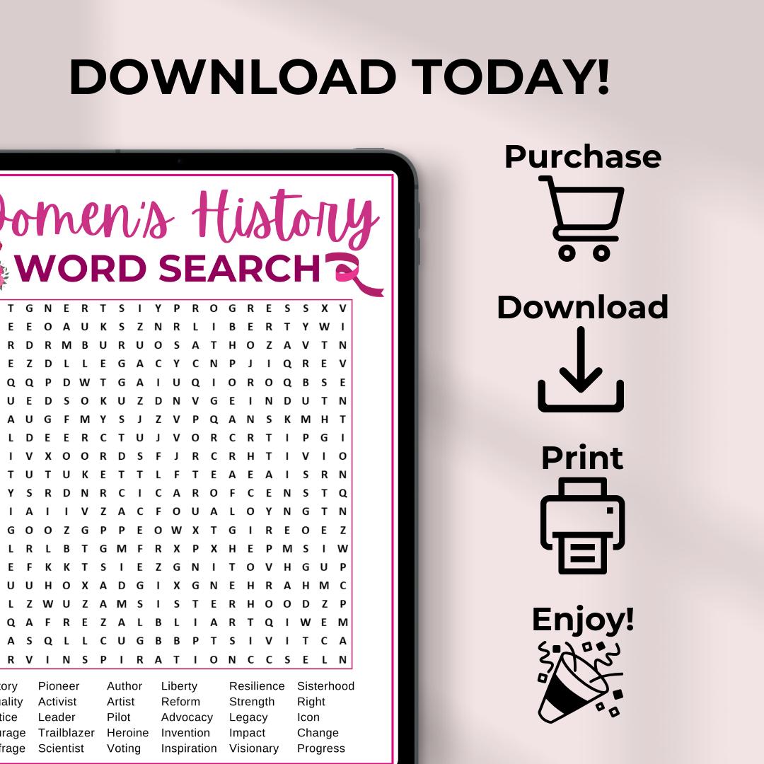 Women’s History Word Search Game, Printable Womens Day Games, Women’s ...