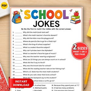 Back to School Trivia Games, School Jokes Game for Kids, Riddles for Kids, First Week of School, Classroom Games, First Day of School Game